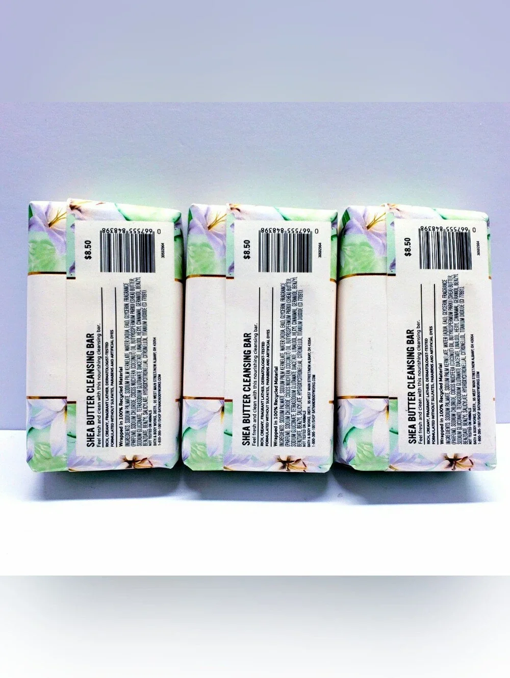 Bath & Body Works CUCUMBER & LILY Shea Butter Cleansing Bar Soap, 5 oz (3 pack)